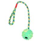 צעצוע לכלב חבל עם כדור גומי קשיח