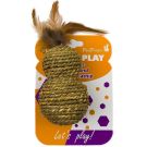 צעצוע לחתול רעשן במבוק וקש עם נוצות