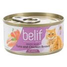 Belif בליף 80 גרם מזון מזון רטוב (מעדן) לחתול בטעם עוף וטונה ברוטב