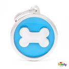 תג שם קלאסיק עצם בעיגול תכלת CH17