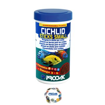 Prodac פרודאק 90 גרם מזון יבש מלא לציקלידים בגרגרים קטנים (ציקליד סטיק סמול)