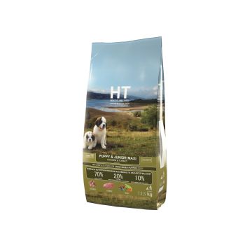 HT אייץ'.טי 12.5 ק"ג מזון יבש לכלבים גורים מגזע גדול בטעם עוף והודו (פאפי מקסי)