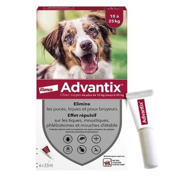 Advantix אדוונטיקס אמפולות להדברה לכלבים במשקל 10-25 קילוגרם