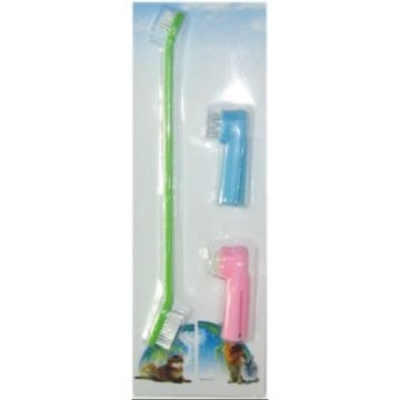 סט מברשת שיניים ומברשות אצבע לכלב