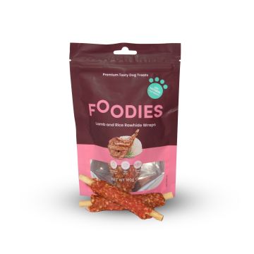 FOODIES פודיס 100 גרם חטיף לכלב גלילת כבש&#44; אורז ועור בקר