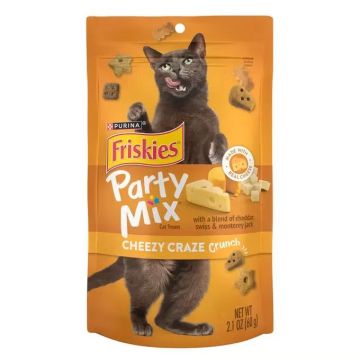 Friskies פריסקיז 60 גרם חטיף פארטי מיקס לחתול צ'יזי קרייזי קראנץ'