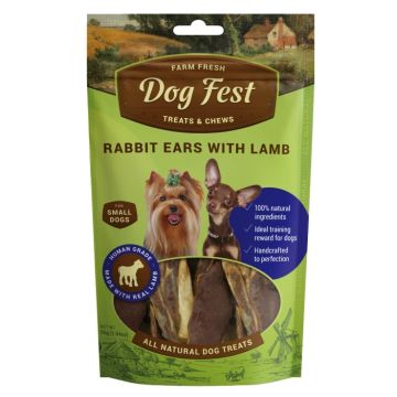 Dog fest דוג פסט 55 גרם חטיף אוזני ארנב עם כבש