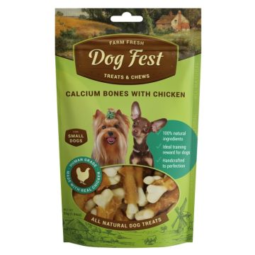 Dog fest דוג פסט 55 גרם חטיף קלציום מצופה עוף