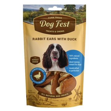 Dog fest דוג פסט 90 גרם חטיף אוזני ארנב עם ברווז