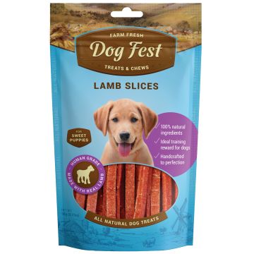 Dog fest דוג פסט 90 גרם חטיף רצועות כבש לגורים