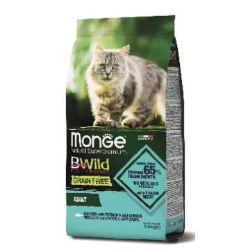 MONGE מונג 1.5 ק"ג מזון יבש לחתולים בטעם בקלה ותפו"א (ביווילד)