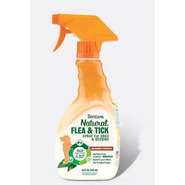 Tropiclean טרופיקלין 473 מ"ל ספריי נגד קרציות ופרעושים לכלבים ולמשטחים