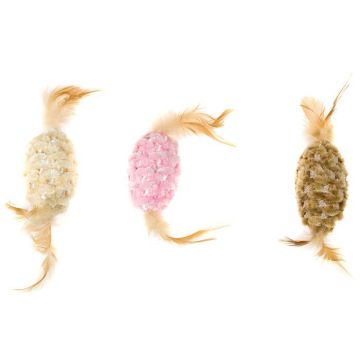 משחק לחתול צעצוע אובלי מרשרש עם נוצות