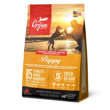 Orijen אוריג'ן 2 ק"ג מזון יבש לכלבים גורים בטעם עוף&#44; הודו ודגים (פאפי)