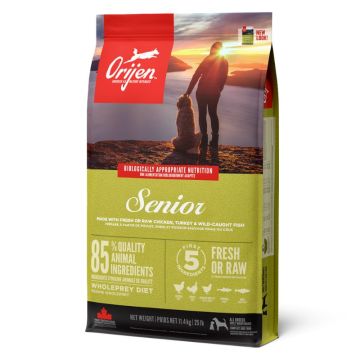 Orijen אוריג'ן 11.4 ק"ג מזון יבש לכלבים מבוגרים בטעם עוף&#44; הודו ודגים (סניור)
