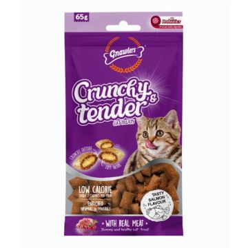 Crunchy & Tender קראנצ'י אנד טנדר 65 גרם חטיף כריות מופחת דגנים לחתול בטעם סלמון