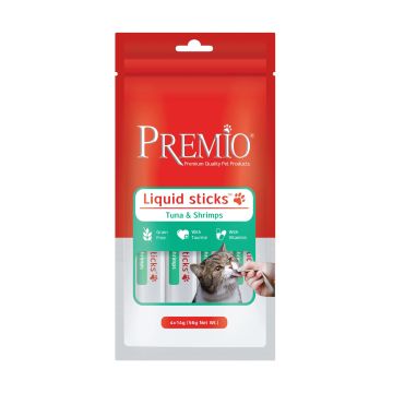 Premio פרמיו 56 גרם חטיף נוזלי (שלוקרים) לחתול בטעם טונה ושרימפס