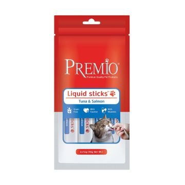 Premio פרמיו 56 גרם חטיף נוזלי (שלוקרים) לחתול בטעם טונה וסלמון