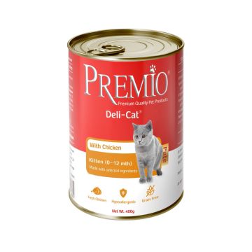Premio פרמיו 375 גרם מזון מזון רטוב (שימור) לחתולים גורים בטעם עוף (קיטן)