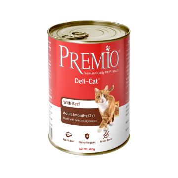 Premio פרמיו 375 גרם מזון מזון רטוב (שימור) לחתולים בוגרים בטעם בקר