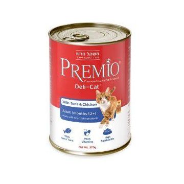 Premio פרמיו 375 גרם מזון מזון רטוב (שימור) לחתולים בוגרים בטעם עוף וטונה