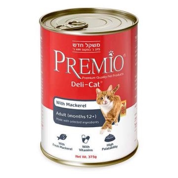 Premio פרמיו 375 גרם מזון מזון רטוב (שימור) לחתולים בוגרים בטעם מקרל