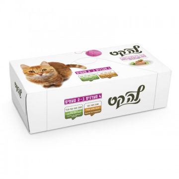 La Cat לה קט 400 גרם מארז מעדני מרקם פטה לחתולים בטעם בקר כבד עוף