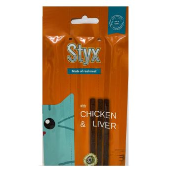 Styx סטיקס 15 גרם חטיף מקלות בשר לחתול בטעם עוף וכבד