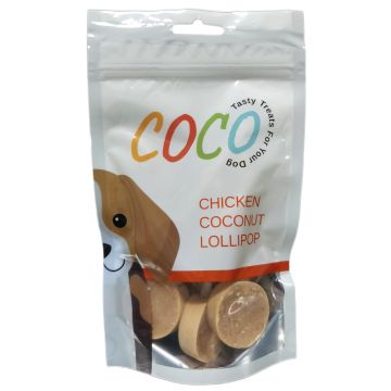 Koko קוקו 80 גרם חטיף לכלבים סוכריה על מקל בטעם עוף וקוקוס