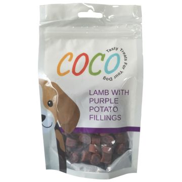 Koko קוקו 80 גרם חטיף לכלבים קוביות כבש ממולא בטטה