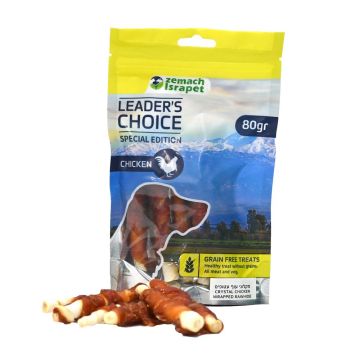Leader’s Choice לידר צ'ויס 80 גרם חטיף לכלב מקלוני עוף עטופים