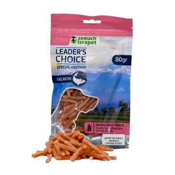 Leader’s Choice לידר צ'ויס 80 גרם חטיף לכלב רצועות עוף וסלמון