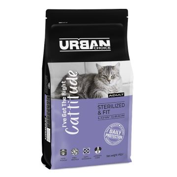 URBAN CHOICE אורבן צ'ויס 4 ק"ג מזון יבש לחתולים בוגרים מסורסים בטעם עוף ואורז (סטרילייז ופיט)