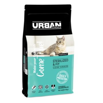 URBAN CHOICE אורבן צ'ויס 4 ק"ג מזון יבש לחתולים בוגרים מסורסים בטעם סלמון (סטרילייז ופיט)