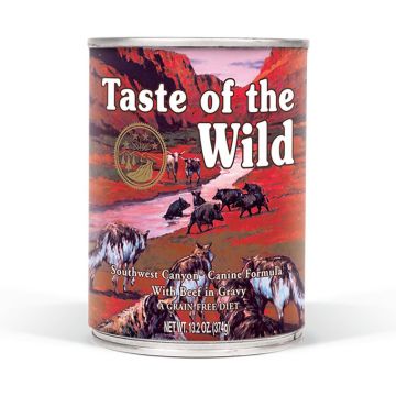Taste of the Wild טייסט אוף דה ווילד 390 גרם מזון מזון רטוב (שימור) לכלב בטעם בקר