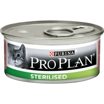 Proplan פרופלאן 85 גרם מזון מזון רטוב (שימורים) לחתולים בוגרים מסורסים בטעם סלמון וטונה (סטרילייזד)