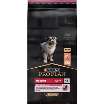 ProPlan פרופלאן 12 ק"ג מזון יבש לכלבים גורים מגזע בינוני בעלי עור רגיש (אופטידרמה)