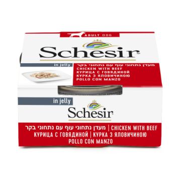 schesir סשאזיר 150 גרם מזון מזון רטוב (מעדן) לכלבים בטעם בקר ועוף