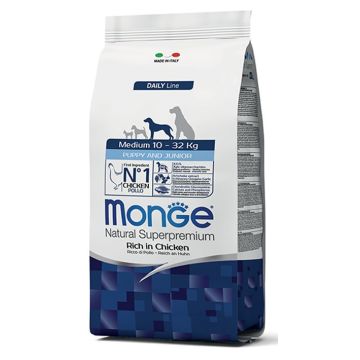 MONGE מונג 3 ק"ג מזון יבש לכלבים גורים מגזע בינוני (פאפי מדיום)