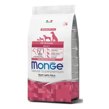 MONGE מונג 2.5 ק"ג מזון יבש לכלב בוגר בטעם בקר ואורז