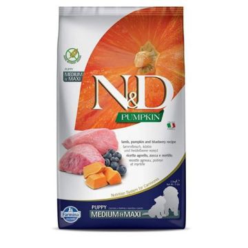 N&D אן די 12 ק"ג מזון יבש ללא דגנים לכלבים גורים כבש ודלעת