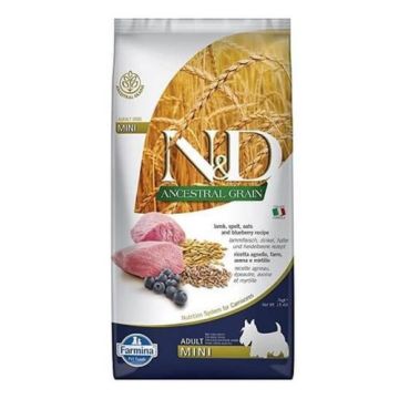N&D אן די 7 ק"ג מזון יבש מופחת דגנים לכלבים בוגרים כבש ואוכמניות (מיני)