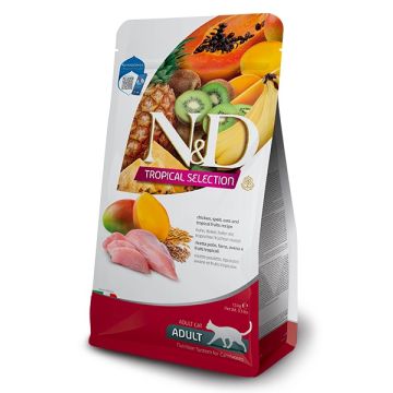 N&D אן די 5 ק"ג מזון יבש לחתולים בוגרים בטעם עוף (טרופיקל)