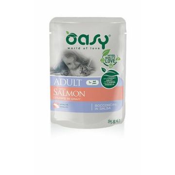 OASY אואסי 85 גרם מזון מזון רטוב (פאוץ') לחתולים בוגרים בטעם סלמון