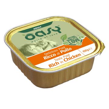 OASY אואסי 100 גרם מזון מזון רטוב (מעדן) לחתולים בוגרים בטעם מרקם פטה עוף