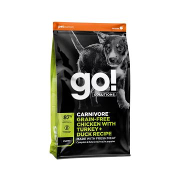 Go גו 1.6 ק"ג מזון יבש ללא דגנים לכלבים גורים בטעם עוף הודו וברווז (קרניבור)
