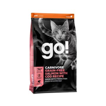 Go גו 3.7 ק"ג מזון יבש ללא דגנים לחתולים בוגרים בטעם סלמון ודג קוד (קרניבור)
