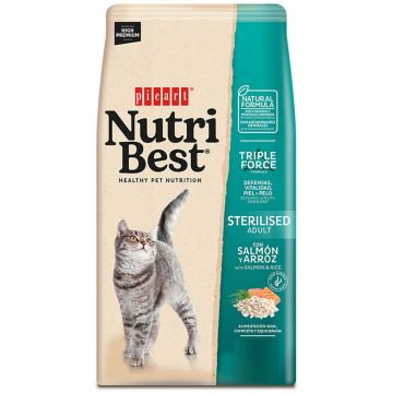 Nutribest נוטריבסט 2 ק"ג מזון יבש לחתולים בוגרים מסורסים בטעם סלמון (סטרלייז)